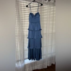 Blue corset layered dress.